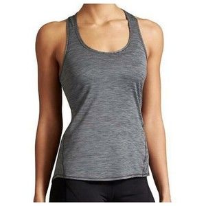 Athleta Flint Gray Shadow Stripe Chi Racerback Active Tank Top Size Medium